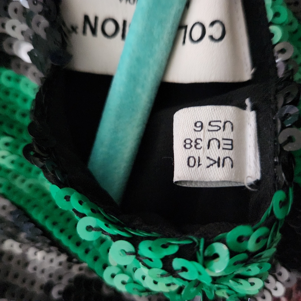 Asos... Emerald and Black Sequin Striped Top - Picture 7 of 7